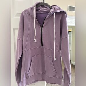 Michelle Mae Lavender Half-Zip Hooded Sweatshirt - Women